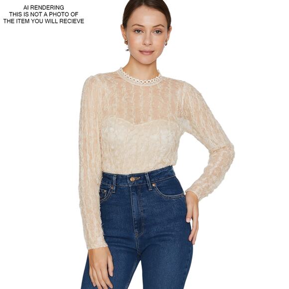 NWT Top Lace Sheer Cottage Romantic Coquette Prairie Feminine Ethereal Small - Picture 7 of 7